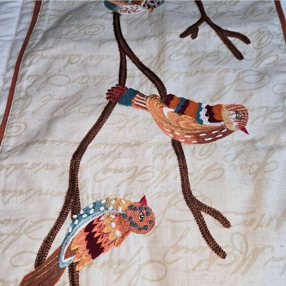Fall Pier 1 Table Runner w/ embroidered birds 48x13.5 - Picture 8 of 11